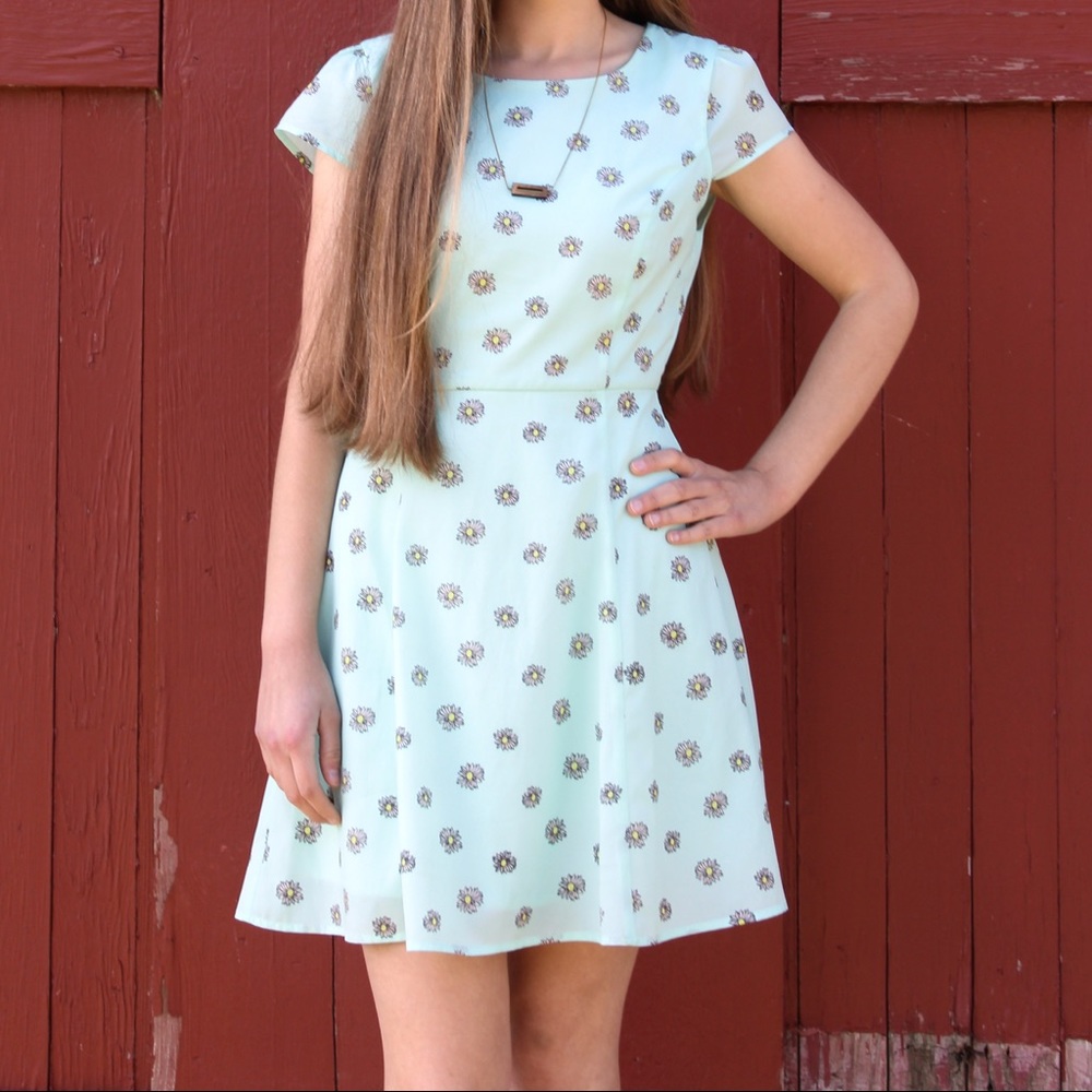 Light blue sunflower dress